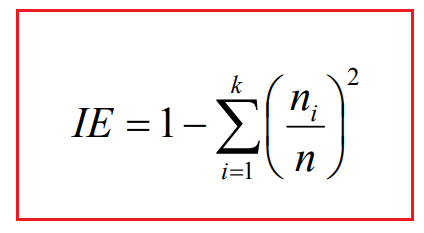 Formula dell' indice di eterogeneità di Gini