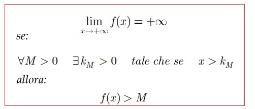 definizione di limite per x che tende ad infinito