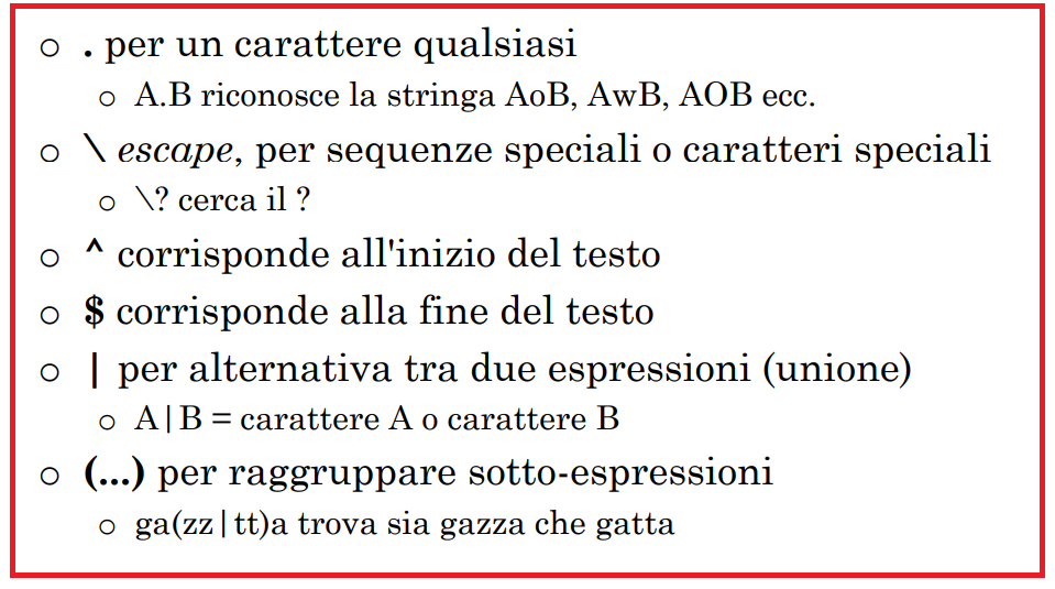 regex – caratteri speciali